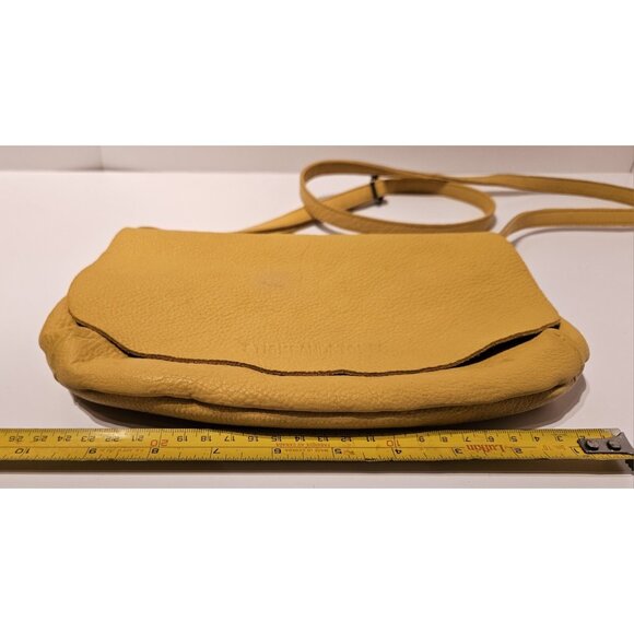 Sticks And Stones Pebbled Yellow Leather Crossbody Purse Rio In Sunflower - Picture 16 of 16